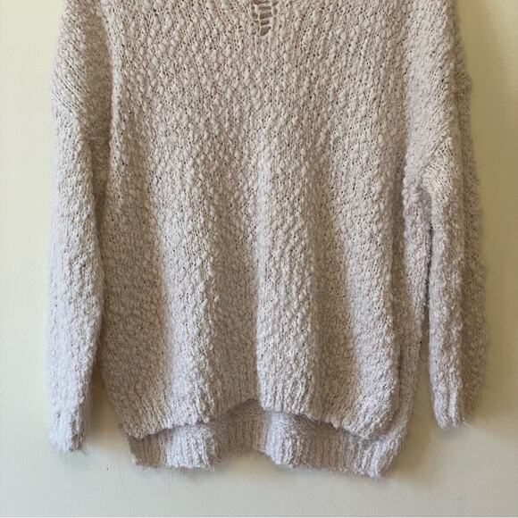 Altar’d State M/L oversized white long sleeve sweater knit sheer layer cozy - Picture 3 of 8